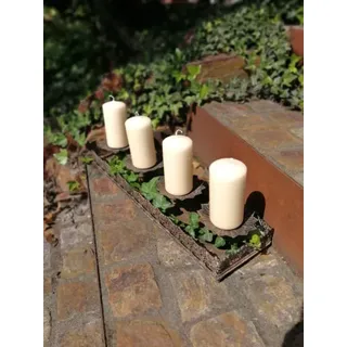 Shabby Chic Dekotablett für Stumpenkerzen (Adventskranz)