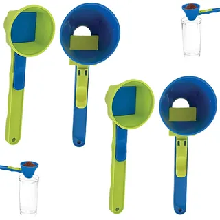 SIXHAOBU 4 Stück Slide Scoop Measuring Funnel Trichterlöffel für Pulver, Mini-Sieb, Slide-Sieb, Trichter-Messlöffel, zum Messen von trockenem Pulver und Flüssigkeiten