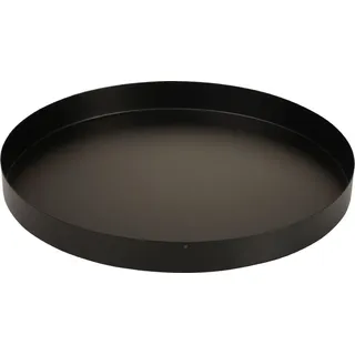Schwarzes Metall Deko Tablett Rund Ø25cm Kerzentablett 2er Set für Herbstdeko & Winterdeko - Schwarz
