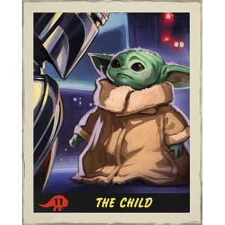 Komar 40 x 50 cm Star Wars Mandalorian The Child Trading Card | Baby Yoda, Dekoration, Wandbild, Poster, Kunstdruck | Größe Rahmen | WB-SW-014-40x50, Bunt