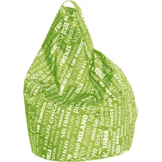 Sitzsack mit Schriftzugmuster, grün und weiß, Maße 80 x 120 x 80 cm - Grün