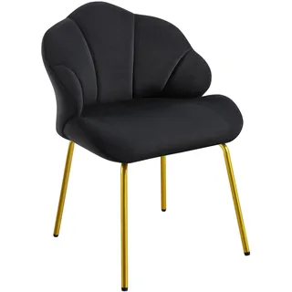 Yaheetech Sessel Loungesessel in Muschelform, Ohrensessel modern, Polsterstuhl mit Metallbeinen, Polyester, für Wohnzimmer/Schminktisch/Schlafzimmer, Schwarz
