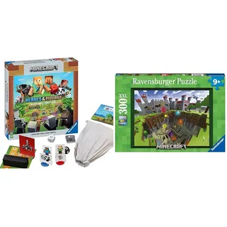 Ravensburger 20914 Minecraft Spiel Heroes of The Villag & Kinderpuzzle 13334 - Minecraft Cutaway - 300 Teile XXL Minecraft Puzzle für Kinder ab 9 Jahren, Minecraft Geschenke