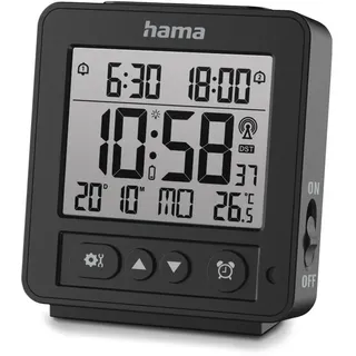 Hama Digitaler Funkwecker Rhodos, LCD, Schwarz