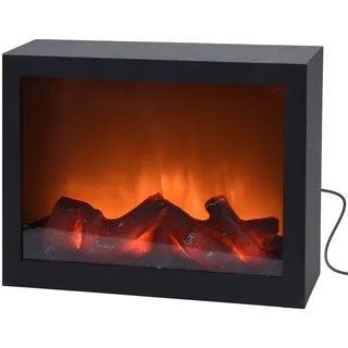 EDM Elektrischer Kamin LED Weihnachtsdeko 29 x 23 cm Schwarz