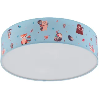 EGLO Deckenlampe Ruffo, 2 flammige Kinderzimmer Lampe, Deckenleuchte Kinder aus Textil und Metall in Bunt und Weiß, E27 Fassung