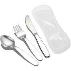 VANRA 3 Stück Kinder Gabel Löffel Messer Set mit Reiseetui für Lunch Box, 18/8 Edelstahl Kinderbesteck Besteck Set Kinder Utensil Set für die Schule (Gabel Löffel Messer)