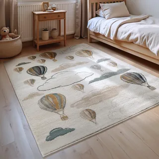 HANSE HOME Hot Air Ballon Kinderteppich 120 x 170 cm Beige/Weiß