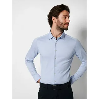 Langarmhemd DESOTO "Jerseyhemd Casual Kent", Herren, Gr. XL, N-Gr, blau (light blau piqué), Jersey, Obermaterial: 100% Baumwolle, unifarben, slim fit normal, Rundhals, Raglanärmel,Ärmel mit Ärmelschlitz 1-Knopf-Manschette mit Schlitz, Hemden Langarmhemd