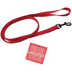 Consentida Hundeleine für mittelgroße Hunde T2 – Größe M 120 x 1,5 cm – Unifarben – Rot – Robustes Gewebe aus Nylon – leicht zu befestigen – Hundezubehör