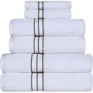 Simpli-Magic 79507 8-teiliges Premium-Set, 2 Bäder, 2 Hände, 4 Waschlappen, 100% ringgesponnene Baumwolle, sehr saugfähige Handtücher für Badezimmer, Fitnessstudio, Hotel und Spa, grau