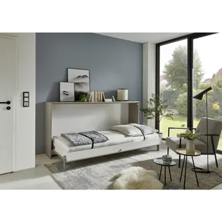 Mid.you Schrankbett , Sahara , Metall , Birke , Schichtholz , Höhe ca. 18,5 cm , 90x200 cm , BQ - Bündnis für Qualität, Made in Germany, DIN EN ISO 9001 , Federholzleisten verleimt , Schlafzimmer, Betten, Gästebetten, Klappbetten