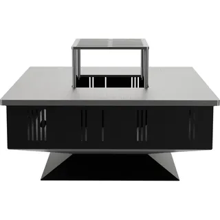 QUADRUM BASIC Feuerplatte mit Grillfunktion und Abdeckung – Gartengrill aus Stahl, Outdoorküche mit Holzfeuer, Grillplatte zum Braten und Kochen – wetterfest, robust, ganzjährig nutzbar