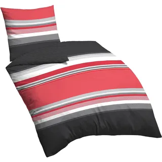 Castell Traumhaft Schlafen - Castell - Markenbettwäsche 0060647 Bettwäsche Garnitur mit Kopfkissenbezug Linon 1x 135x200 cm + 1x 80x80 cm rubin