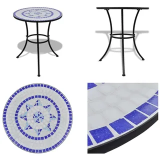 vidaXL Bistrotisch Blau und Weiß 60 cm Mosaik - Tisch - Tische - Gartentisch - Gartentische - Blau