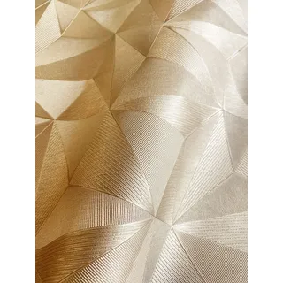 Newroom Vliestapete Gold Glänzend Tapete Glamour Wohnzimmer Grafisch | Metallic-Glanz, 3D-Faltenmuster in Diamant-Optik, Art Deco Stil, Mustertapete für Schlafzimmer Flur und Büro