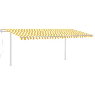 vidaXL Markise Automatisch Einziehbar mit Pfosten 5x3 m Gelb & Weiß - Gelb