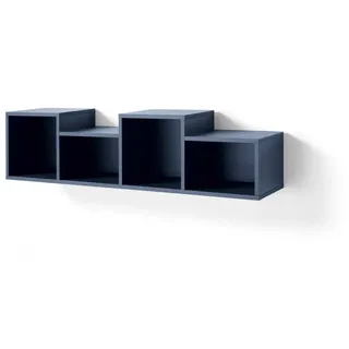 Deine Möbel 24 Kinder-Wandregal Sorento 10 120/25/30 in Sandbeige/Geölte Eiche/Royalblau , Beige, Eichefarben, Dunkelblau , Holzwerkstoff , 120x30x25 cm , Wohnzimmer, Regale, Wandregale