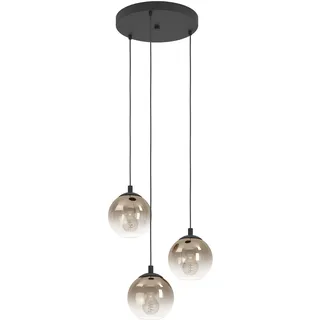 EGLO Cluster Hängelampe Ariscani 1, 3-flammige Pendelleuchte Esstisch, Hängeleuchte Treppenhaus aus Metall in schwarz und Glas in Kupfer, Esszimmerlampe hängend, E27 Fassung, Ø 42,5 cm