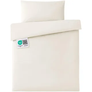 MAKIAN Bettwäsche Baby Kinder 100x135, 40x60 cm | 100% Baumwolle, atmungsaktiv, pflegeleicht | Babybettwäsche Set mit Hotelverschluss, Oeko-Tex Zertifiziert (Beige)