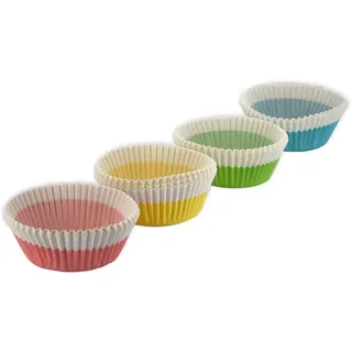 Zenker 684848 100 Stück Einweg-Frischhaltedosen, Muffinförmchen, Kuchenform, Einwegschalen, Papier, Gelb, Rosa, Blau, Grün, 5 cm