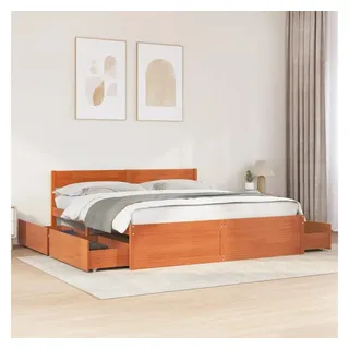 vidaXL Massivholzbett ohne Matratze Wachsbraun 200x200 Kiefernholz