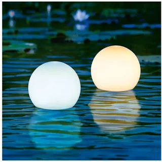 esotec 2x Solarkugel, Duo Color, schwimmfähige Kugelleuchten ⌀=15cm, außen 102125