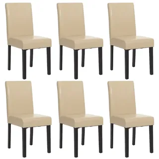 Mendler 6er-Set Esszimmerstuhl Stuhl Küchenstuhl Littau ~ Leder, creme, dunkle Beine