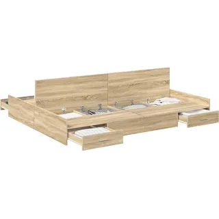 vidaXL Aufbewahrungsbettgestell mit Kopfteil Sonoma-Eiche 140 x 200 cm - Braun