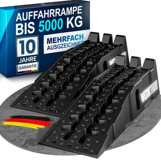WERKTHOR Auffahrrampe PKW 2er Set - Hochbelastbare Rampen für Auto bis 5T | Maximaler Halt auf jedem Untergrund - Auffahrrampen fürs Fahrzeug - für Kfz geeignet - 2 Stück im Set
