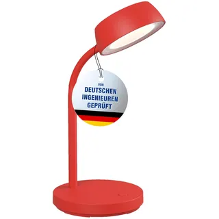 MAUL Schreibtischlampe LED MAULabby | Kleine Schreibtischlampe mit Standfuß | Moderne Tischlampe für Schreibtisch, Büro | Flexible LED Lampe mit 3000K warmweißem LED Licht | Rot