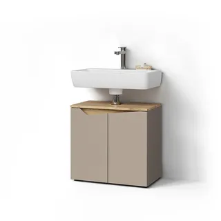 livinity Livinity® Waschbeckenunterschrank Timavo, 60 x 57.5 cm mit 2 Türen, Greige/Artisan-Eiche