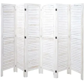 MCW Paravent Weiß , Holz , Paulownia , 240x170x2 cm , Wohnzimmer, Raumteiler, Paravents