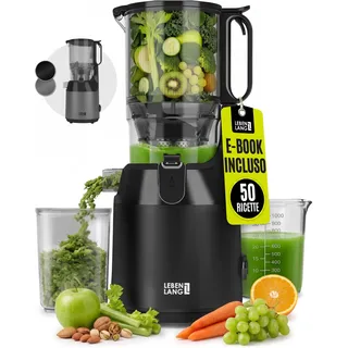 LEBENLANG Entsafter Slow Juicer - Inkl. Rezeptbuch & Große 130mm Öffnung