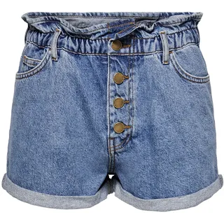 ONLY Damen Denim Jeans Shorts | Kurze Bermuda Pants Sommer Hose | Paperback mit elastischem Bund ONLCUBA, Farben:Blau-2, Größe:XL