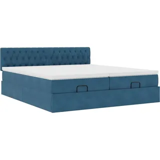 Ottoman-Bett mit Matratzen Dunkelblau 200x200 cm Samt - Blau, Dunkelblau