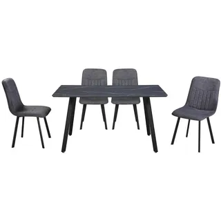 Mid.you Tischgruppe , Grau , Metall, Textil, Holzwerkstoff , rechteckig , eckig , 140x46x75 cm , Esszimmer, Bänke, Tischgruppen & Eckbankgruppen