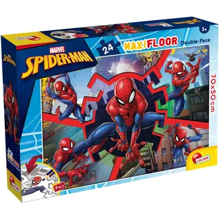 Lisciani - Marvel Spider-Man - Bodenpuzzle mit 24 großen Teilen ab 3 Jahren | Wendepuzzle - Extra große Teile und Rückseite zum Ausmalen - Format 70 x 50 cm - Fördert Motorik, Geduld und Beobachtung