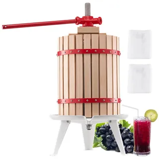 VEVOR Obstweinpresse Obstmühle (18 L) mit Massivholzkorb mit 8 Blöcken, robuster manueller Entsafter, Apfelweinpresse Apfelpresse Traubenpresse Olivenölpresse mit Griff, Saftpresse für Küche