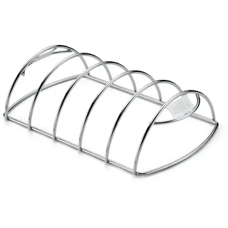 Weber Rippchen Halter, hält bis zu 5 Rippenstangen/Spare-Rips, Antihaft-Edelstahl, spühlmaschinenfest, passend für alle Grills (Holzkohle ab Ø 47cm, Gas, Pellet, Elektrisch) - Silber (6605)