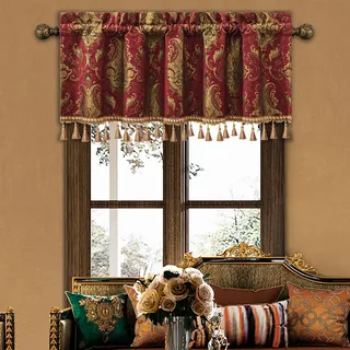 TOPLUXE Scheibengardine, Kurzstore für Schlafzimmer Esszimmer Wohnzimmer Küche, Damast Volant für Fenster 137x46 cm 1 Stück (Burgund)