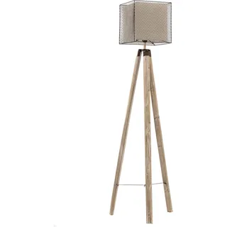 ONLI Deckenfluter aus Holz mit Lampenschirm aus Metall und Tele, Sand, Beige