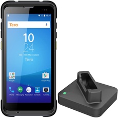 Tera 2023 Neueste Android Barcode Scanner mit Ladestation 5.5" Tragbarer Handheld Mobile Computer PDA mit 1D 2D QR Scanner Android 9 Zebra SE4710 NFC Wi-Fi GPS BT HD-Display für Logistik P166