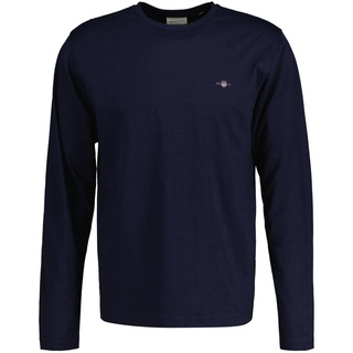 GANT Herren Longsleeve 1er Pack REGULAR Shield Langarm-T-Shirt - Dunkelblau - L