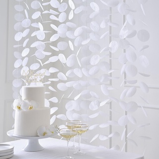 Ginger Ray 16 Strands White Paper Disc Wedding Photo Backdrop Hanging Decoration 1m Length