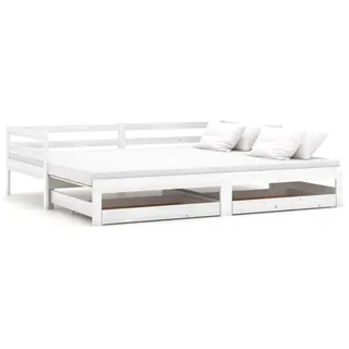 vidaXL Ausziehbares Tagesbett 2x(90x200) cm Weiß Massivholz Kiefer - Weiß