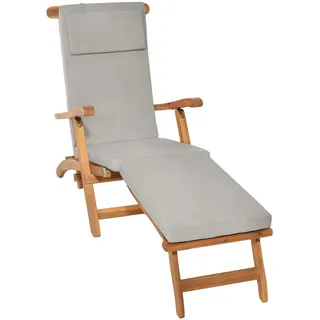 Beautissu Deckchair Auflage 175 x 45 x 5 cm grau 1 St.