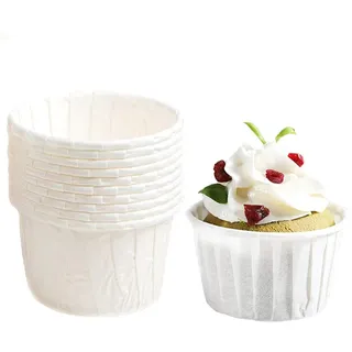 Spesh 50 Stücke Papier Backförmchen Muffinform Papier Cupcake Wrapper Paper Cups Einweg-Backbecher für Muffinform Bronnie Cupcake(Weiß)