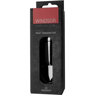 Windsor 6BXHRTWDR 6er Set von Teelöffel in Herzform aus Edelstahl 18/0 – Hochglanzpoliert, Geschenkbox, hängend, schwarz