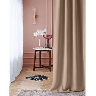 ROOM99 Vorhang mit Ösen Laurel 180 x 250 cm Breite x Höhe Verdunkelung Blickdicht Schiebegardinen Curtain Gardine Wohnzimmer Schlafzimmer Beige, 1 Stück